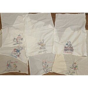 Busy Pigs 7 Days of Week Embroidered Kitchen Dish Tea Towels Complete Set READ